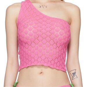 Gimaguas Isola Pink crochet one shoulder top